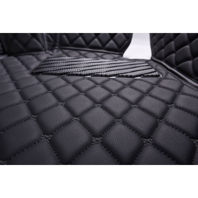 Black and Black Stitching Luxury Leather Diamond Car Mats Factory