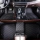 Black and Black Stitching Luxury Leather Diamond Car Mats Factory