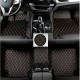 Black and Orange Stitching Luxury Leather Diamond Car Mats Factory