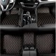 Black and Orange Stitching Luxury Leather Diamond Car Mats Factory