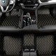 Black and Yellow Stitching Luxury Leather Diamond Car Mats Factory