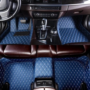 Blue Luxury Leather Diamond Car Mats