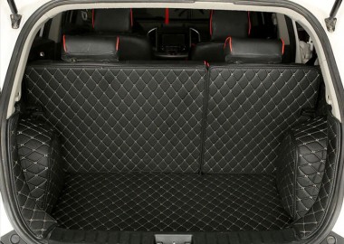 Black and Beige Stitching Full Cover Luxury Leather Diamond Trunk Car Mats