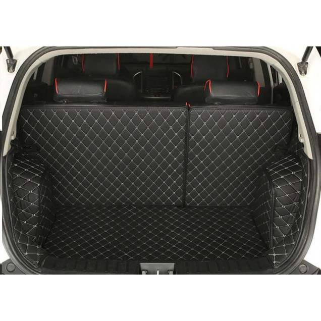 Black and White Stitching Full Cover Luxury Leather Diamond Trunk Car Mats Factory