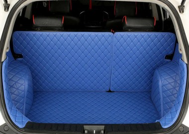 Blue Full Cover Luxury Leather Diamond Trunk Car Mats