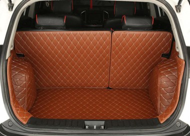 Brown Full Cover Luxury Leather Diamond Trunk Car Mats