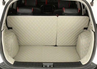 Grey Full Cover Luxury Leather Diamond Trunk Car Mats