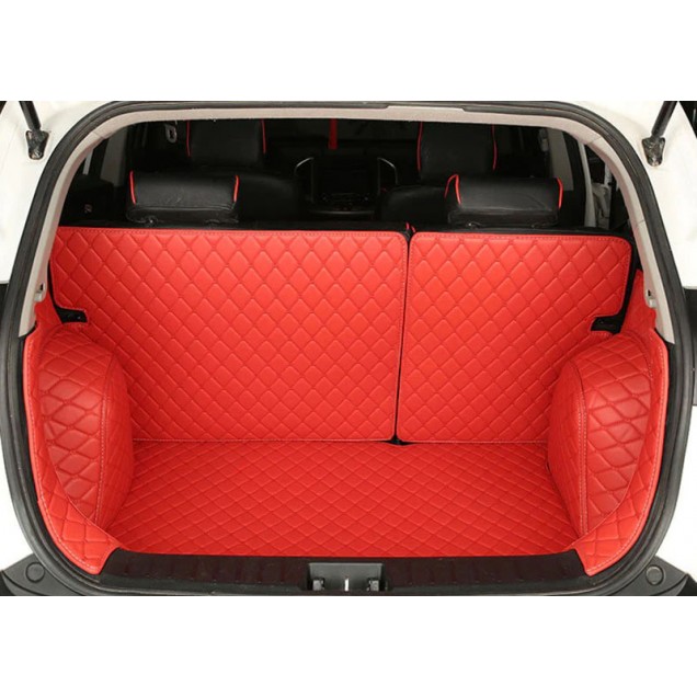 Red Full Cover Luxury Leather Diamond Trunk Car Mats Factory