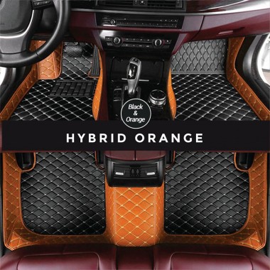 Black and Orange Hybrid Mode Premium Diamond Car Mats