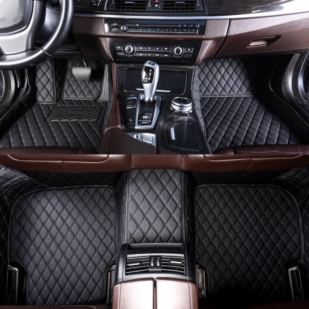 Black and Black Stitching Luxury Leather Diamond Car Mats Factory Outlet