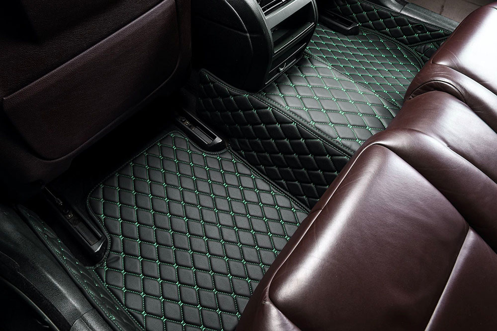 Black and Green Stitching Custom Diamond Car Mats Factory Outlet