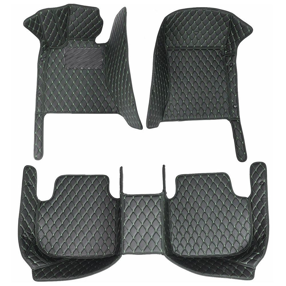 Black and Green Stitching Luxury Leather Diamond Car Mats for Toyota Avalon