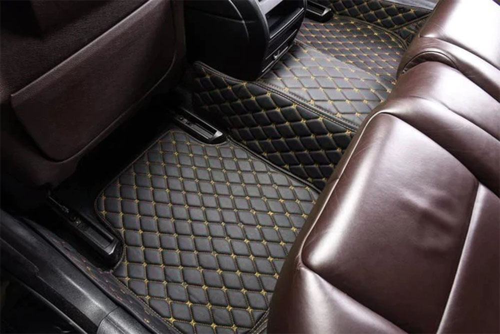 Black and Yellow Stitching Custom Diamond Car Mats Factory Outlet