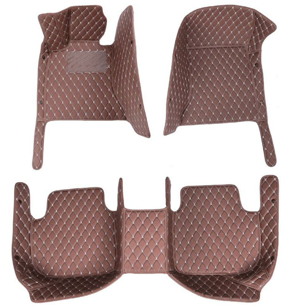 Dark Brown Luxury Leather Diamond Car Mats for Citroen DS 4