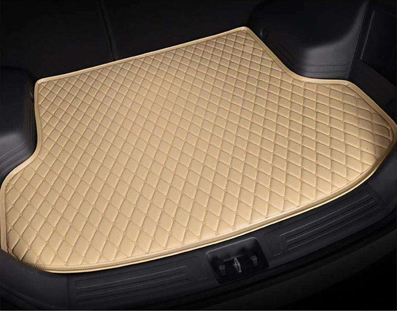 Beige Luxury Leather Diamond Trunk Base Mats Factory Outlet