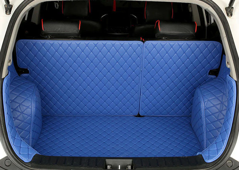 Blue Full Cover Luxury Leather Diamond Trunk Car Mats Factory Outlet